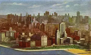 America Prints: Chicago, Illinois, USA - Lake Shore Drive and Oak St Beach