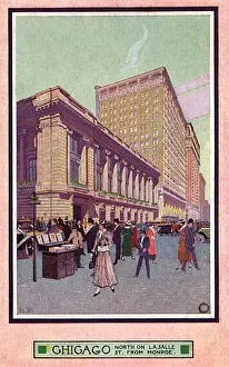 Monroe Prints: Chicago - Looking north on LaSalle Street from Monroe