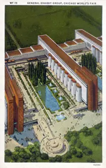 Exhibits Prints: Chicagos World Fair - A Century of Progress - General Exhibits Group - Aerial view