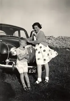 Grille Prints: Chidren and an Austin A40