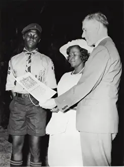 Guiana Prints: Chief Scout and Governor with new Queens Scout, Guyana