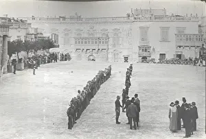 Courtyard Prints: Chief Scout inspecting scout troops, Valletta, Malta
