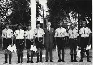 Chief Scout with seven new Queens Scouts, British Guyana