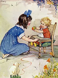 Child and an apple