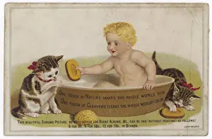 Invites Prints: CHILD IN BATH AND CAT