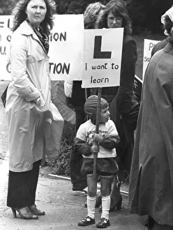 Lewes Prints: Child campaigning against nursery cuts, Lewes, Sussex