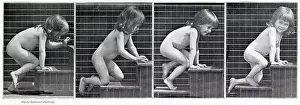 CHILD CLIMBING STEPS ON HANDS AND KNEES (sequence of four) Date: 1887