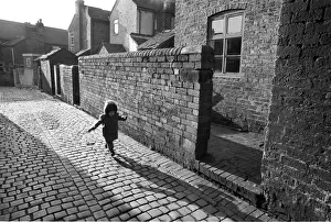 Cobblestones Prints: Child cobbled street Stoke