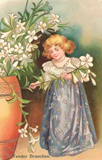 Lilies Prints: Child & Flowers