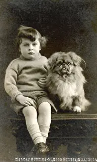 Pekingese Prints: CHILD WITH PEKINGESE