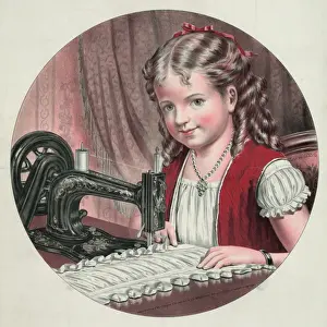Child at sewing machine