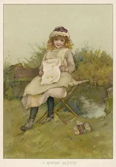 Sketching Prints: Child Sketching Outdoors