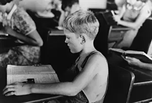 South East Prints: Child studying in school, Southeast Missouri Farms