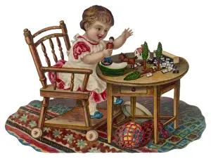 Farm Yard Prints: Child with Toys - Scrap