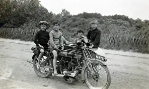 Sidecar Prints: Children on a 1912 Campion motorcycle & sidecar circa 1912