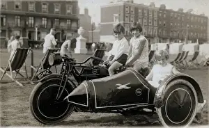 Registration Prints: Three children on a 1930 JAP Special motorcycle & sidecar