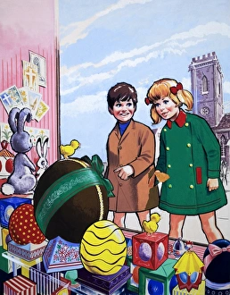 Easter Collection: Children admiring an Easter display