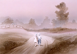 Beautiful Landscapes Gallery: Children on an atmospheric country lane