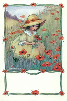 Poppies Prints: Children - August. Summer, poppies - Seasons series