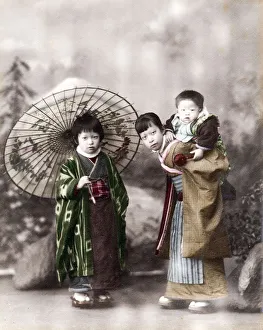 Two children and a baby. Japan