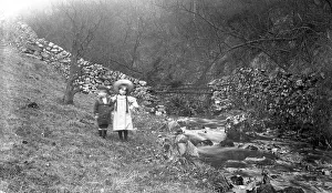 Berry Prints: Two children at Berry-me-wick, typical Edwardian clothing