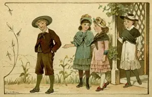Four children on country walk