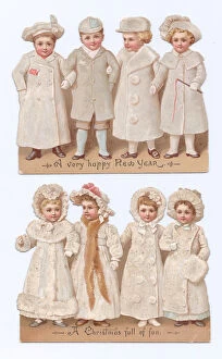 Images Dated 28th September 2017: Children on cutout Christmas and New Year cards