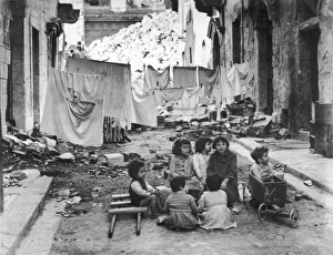 Children in damaged Maltese streets - Malta Children in damaged Maltese streets - Malta