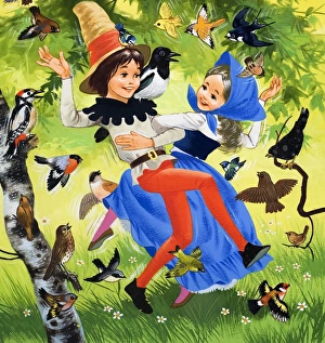 Images Dated 14th September 2006: Children dancing in the woodlands