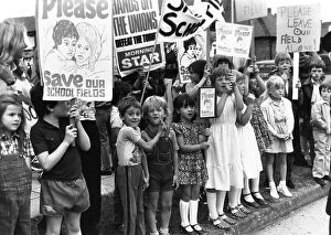 Protest Collection: Children demonstrating to save school playing fields