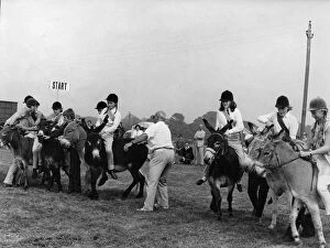 Children in donkey derby, Eastbourne, Sussex