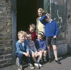 Children in doorway of a Balham street, SW London