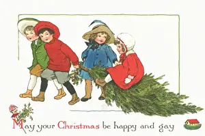 Carry Prints: Children dragging home a Christmas tree