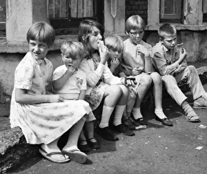 Mess Prints: Children eating ice cream on a Balham street, SW London