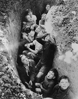 In Formation Prints: Children in an English bomb shelter. British Information Ser
