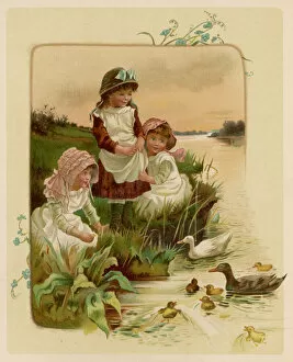 Feed Gallery: Children Feed Ducks 1889