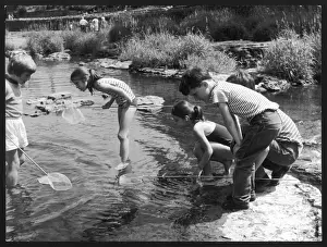 Wade Prints: Children Fish in Stream