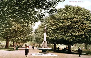 Children by a fountain, Regents Park, London