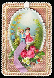 Forgetmenots Prints: Children in a garden on a greetings card