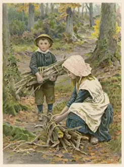 Collect Prints: Children Gather Firewood