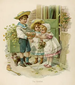 Children / Goldfish / Cat