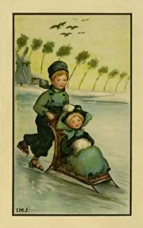 Images Dated 20th July 2011: Two children on the ice