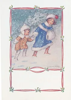 Children January Winter walking in the snow Seasons