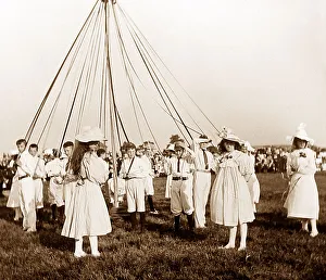 Maypole Prints: Children Maypole dancing