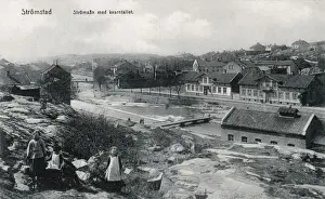 Children near river, Stromstad, Vastra Gotaland, Sweden