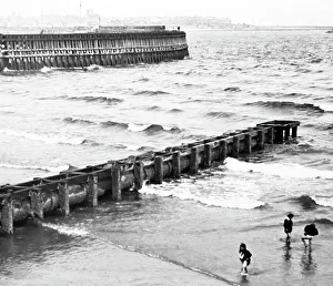 Children paddling, Hartlepool, Victorian period