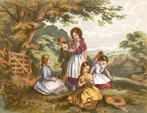 Children Pick Flowers