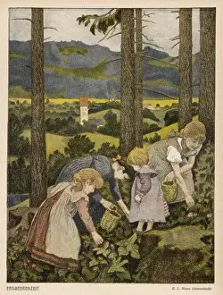 Strawberries Prints: Children Pick Strawbs