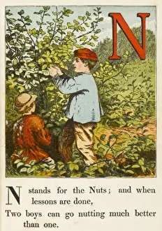 Alphabets Prints: Children Picking Nuts
