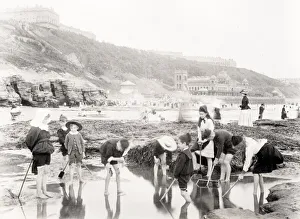 Traveler Prints: Children playing on the beach at Scarborough Yorkshire